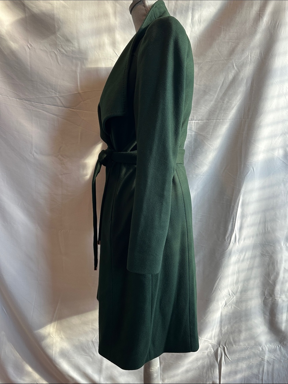 Ted Baker Womens Rose Belted Midi Wool Long Sleeve Coat, Green - Picture 4 of 16